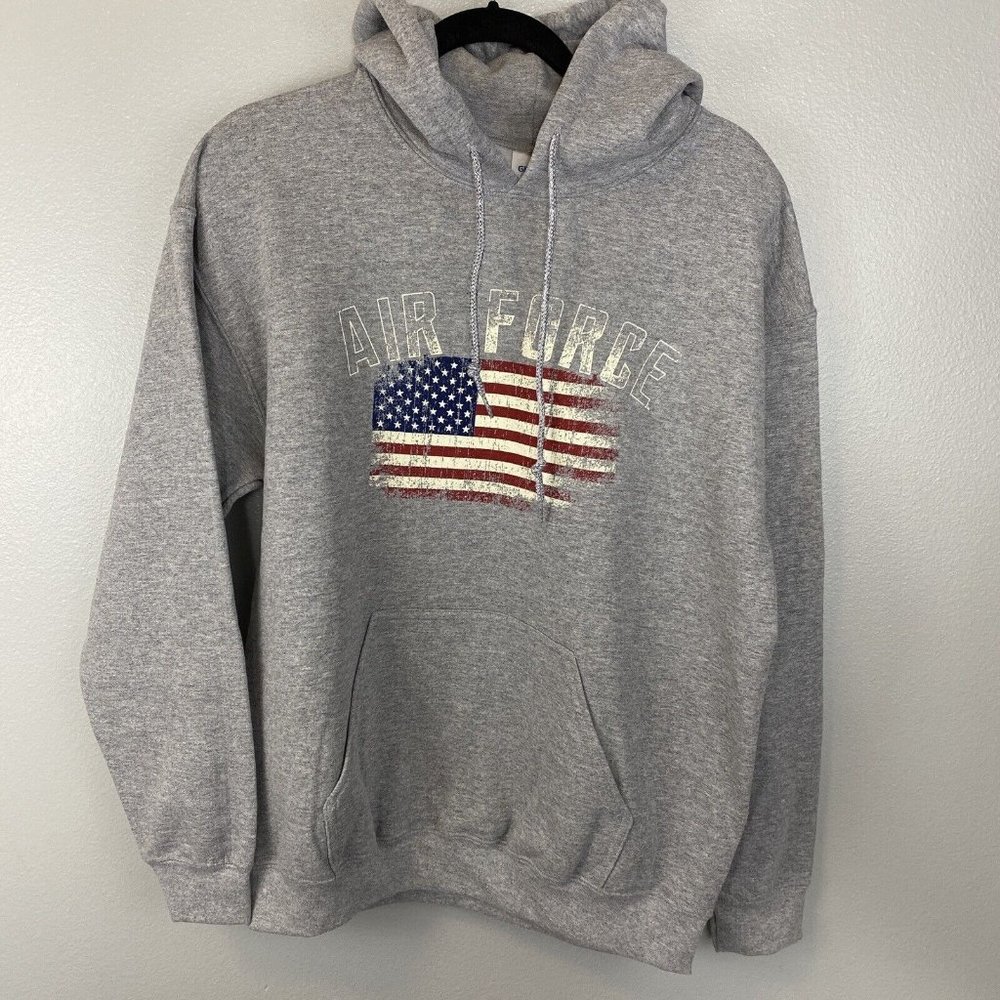 NWT Unisex Adult GRAY Air Force Hooded Pullover Sweater Medium